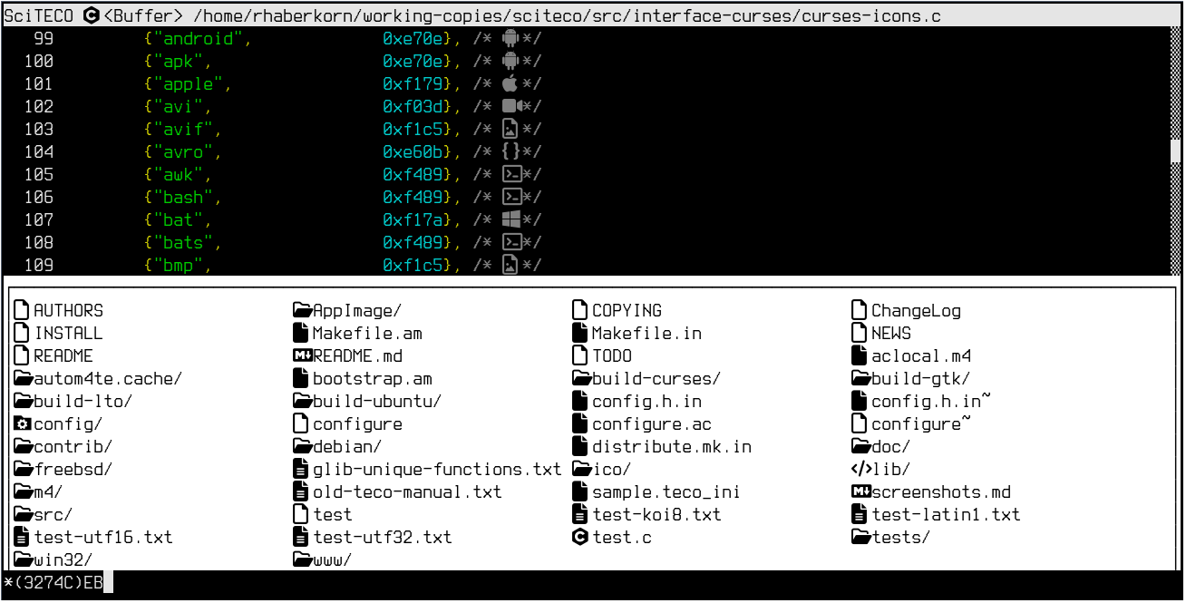 FreeBSD/ncurses, Unicode icons
