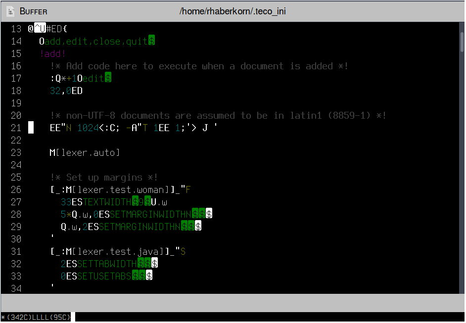 FreeBSD/Gtk+3, SciTECO syntax highlighting